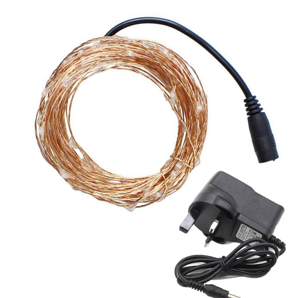 Display Promotion White 10M 33Ft 100Led Copper String Fairy Lights With Power Adapter For Christmas Parties Wedding Decoration