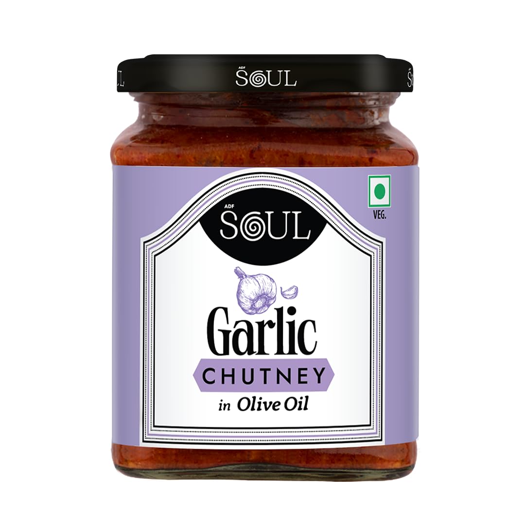 ADF Soul Garlic Lovers’ Delight | Made in 100% Olive Oil | Our Best-Selling Spicy & Bold Indian Chutney with Real Garlic and Hand-Crafted masalas | Perfect with Snacks & Meals |275g.