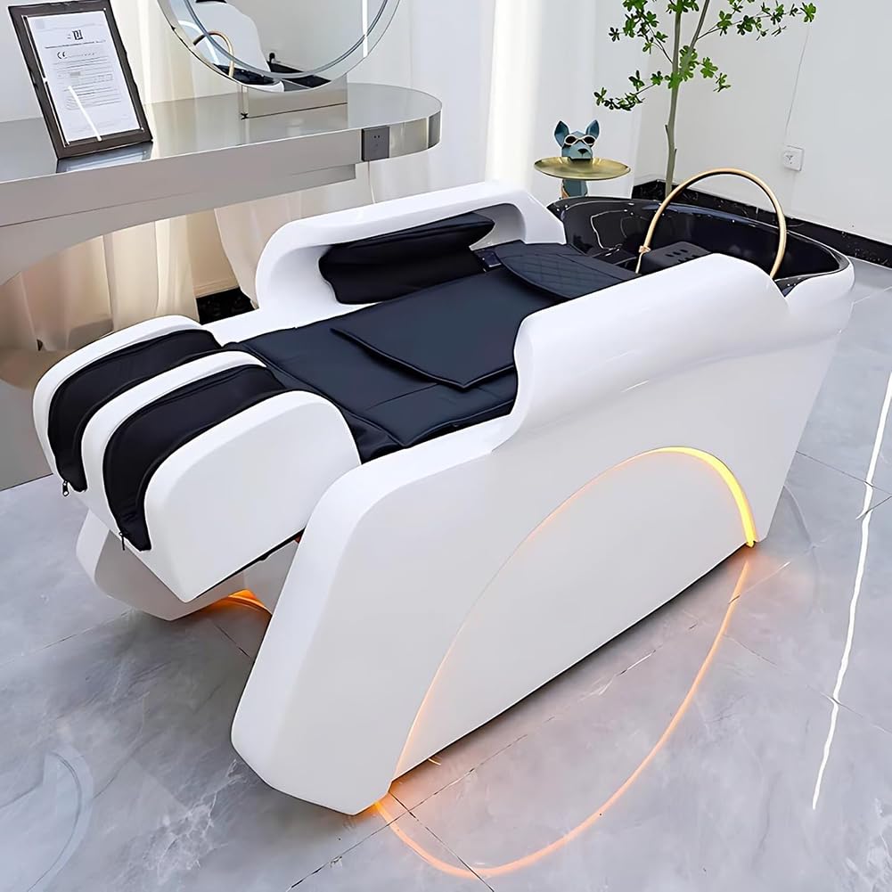 Head Spa Bed, Dexule Electric Massage Table, U-Shape Water Massage Shampoo Bed, Heavy Duty Head Care Shampoo Bed,Thai Massage Beauty Bed with Water Circulation, Hair Salon Equipment