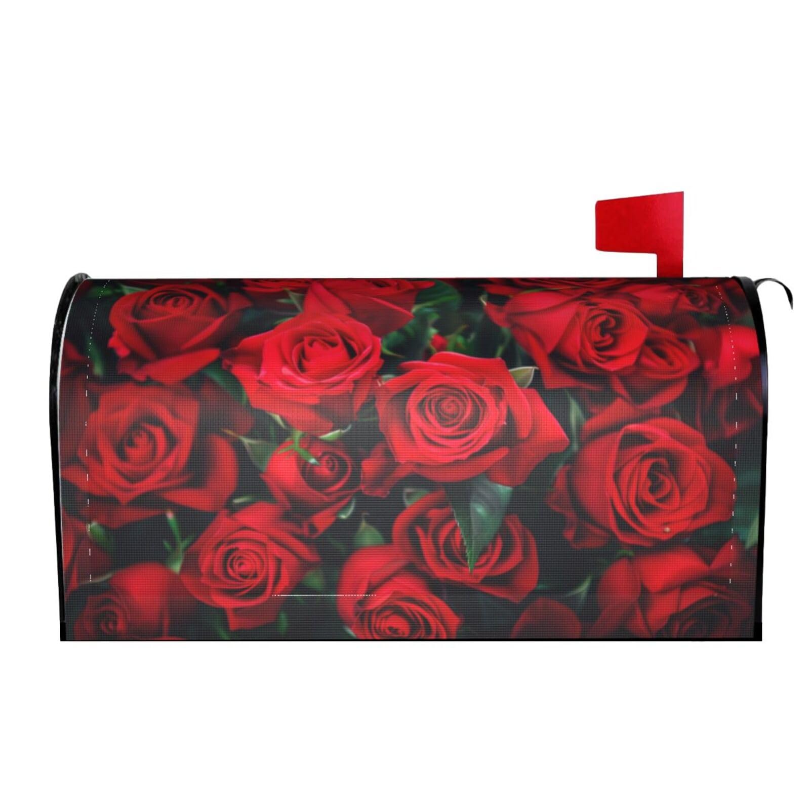 Red Roses 01 Mailbox Covers Magnetic Wraps Post Letter Box Cover Garden Home Decor