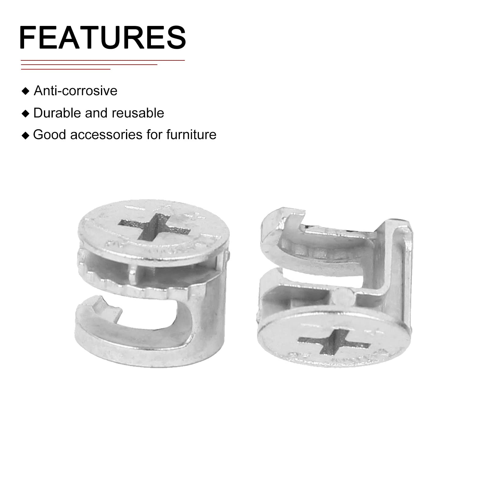 DTGN 15x12mm(DxH) Cam Lock Nut - 30Pack - Good for Wood Wardrobe Table Bookshelf - Furniture Cam Fittings Connectors - Silver Tone - Image 3