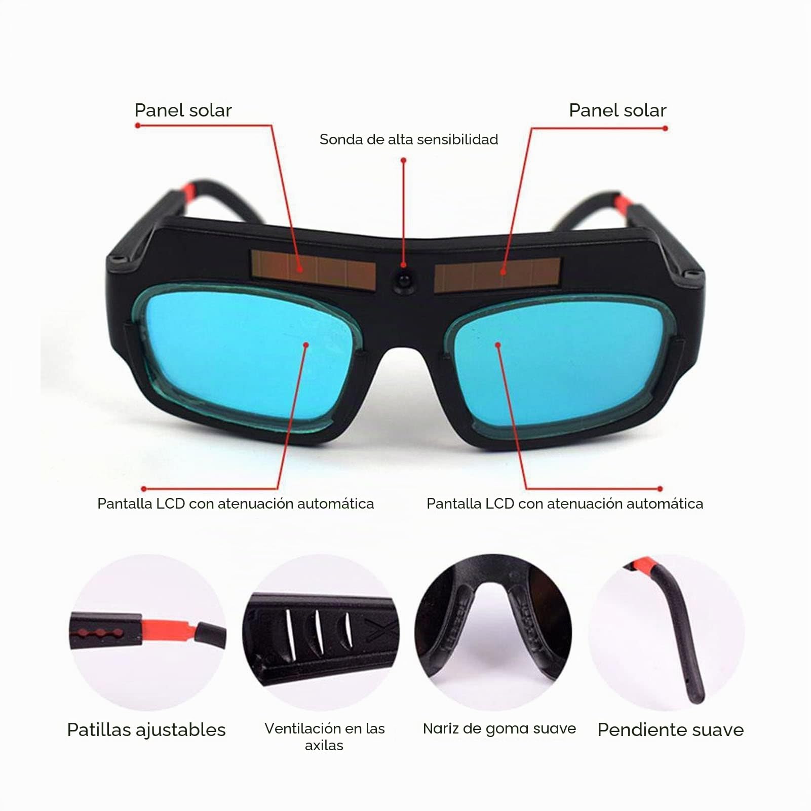 SEAFRONT Gafas de Soldadura de Oscurecimiento Automático Casco para Soldar Gafas de Soldadura con Energía Solar Gafas Protectoras de Seguridad para Soldar Máscara