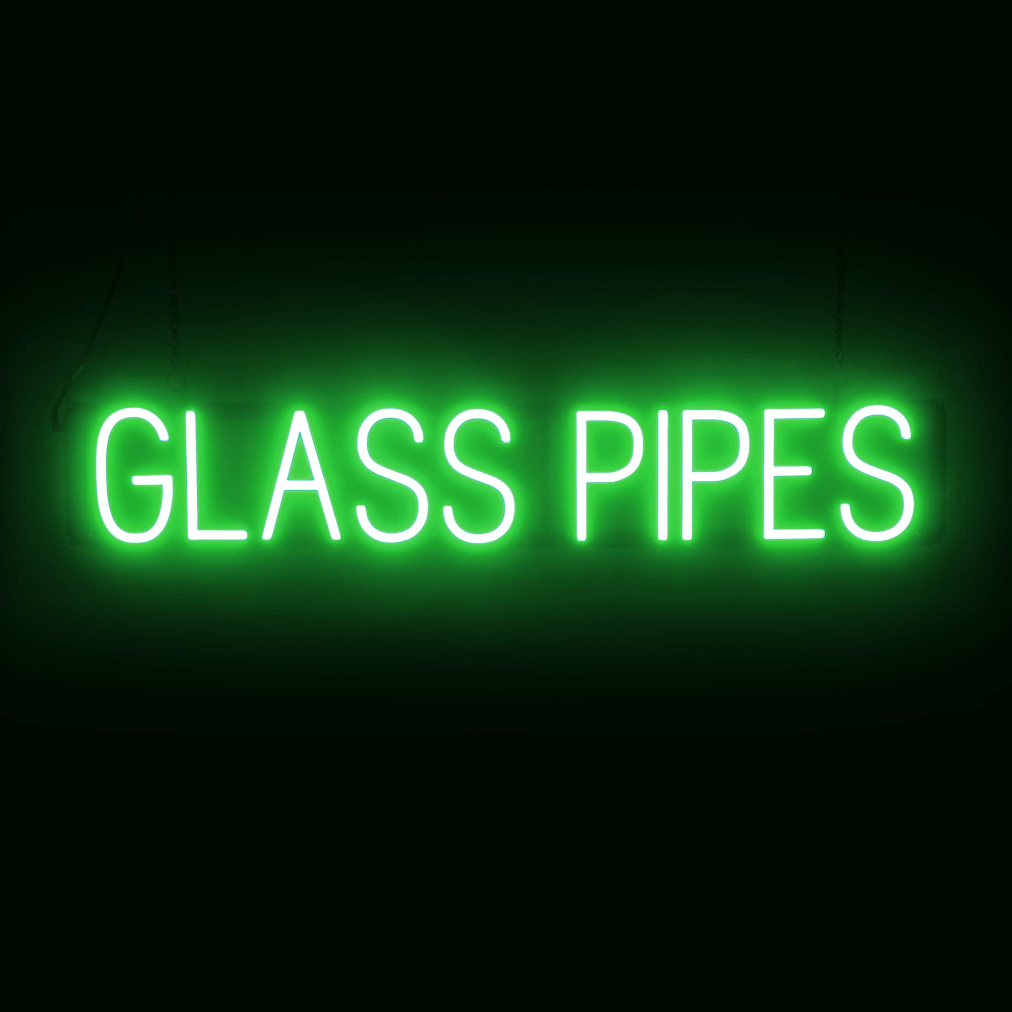 SpellBrite LED Neon GLASS PIPES Sign for Business - Green, 38" x 6"