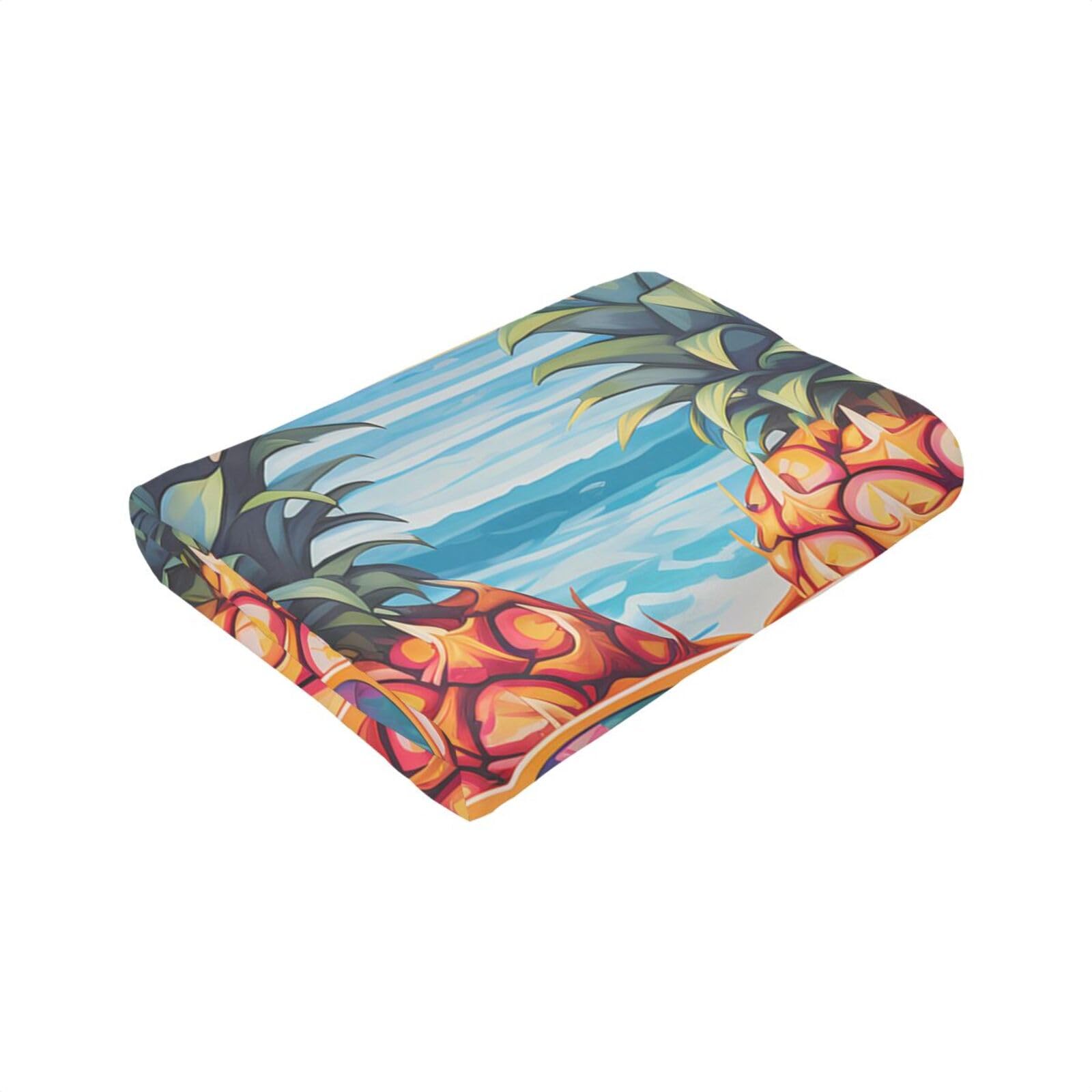Coperta in micropile ultra morbida con ananas, stampa completa, materiale in flanella anti-pelucchi, leggera e resistente, perfetta per letti, divani, campeggio e viaggi, 203 x 152 cm