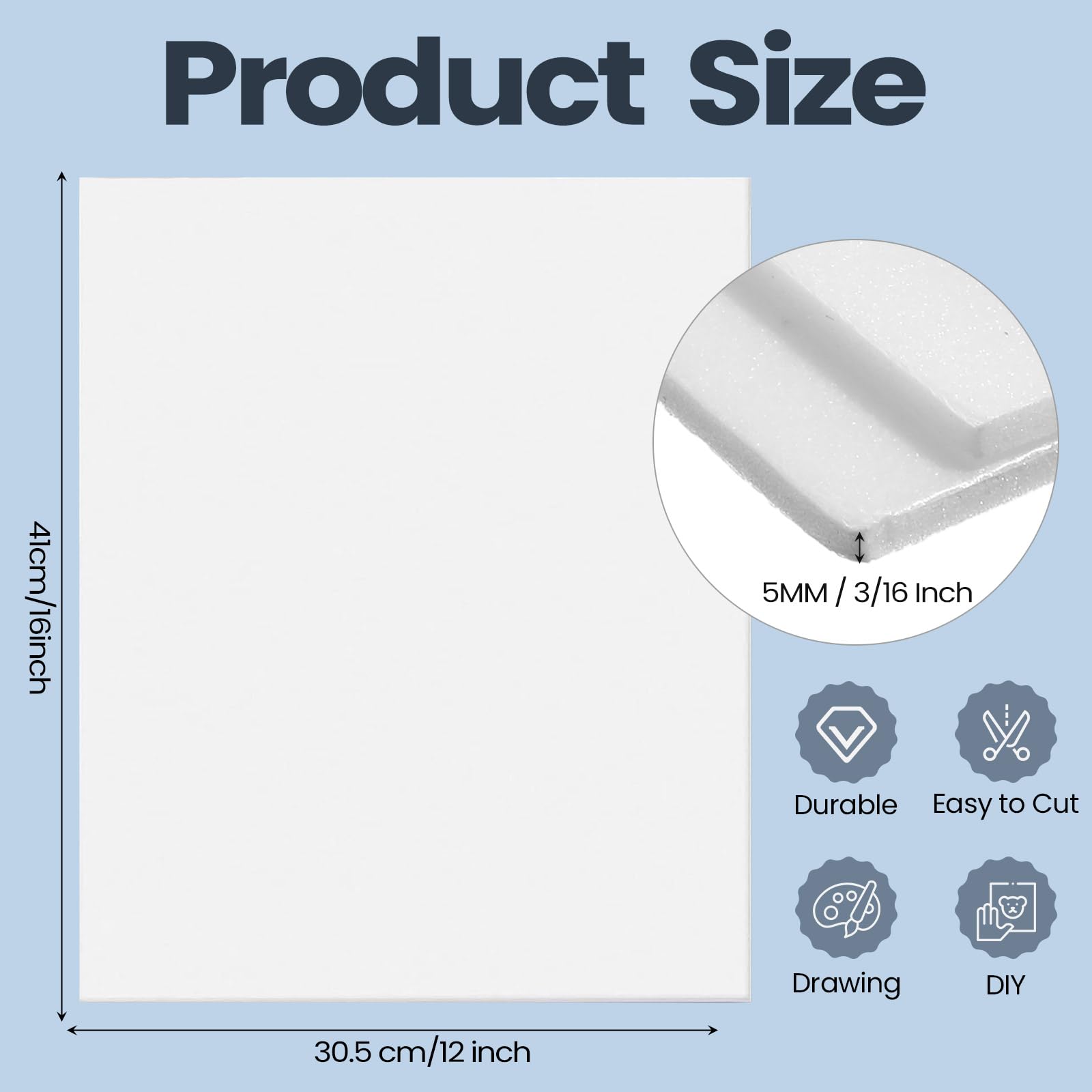 Honoson 50 Pcs Foam Board, 12 x 16 x 3/16 Inch 5mm Thick Large White Poster Board, Lightweight Double Sided Signboard Foam Core Board for Crafts Stamp Framing Art Display Presentation School Projects