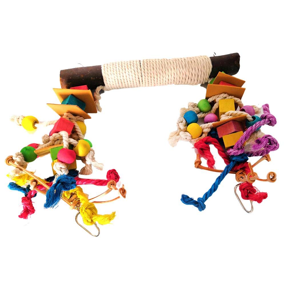 Liudan Pet Bird Parrot Kau Spielzeug Bird Barch Leder Bunte Holz Baustein Baumwolle Seil Große Conure Swing for Haustier Vögel