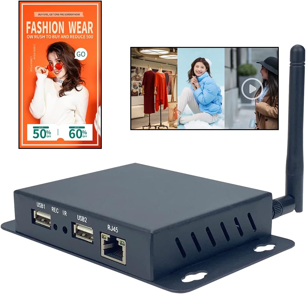 Advertising Streaming Media Player Box,Advertising Box Signage Player Billboard Android 9 Information Release Terminal Free Management Software 4K HD Media Player for Industrial/Commercial