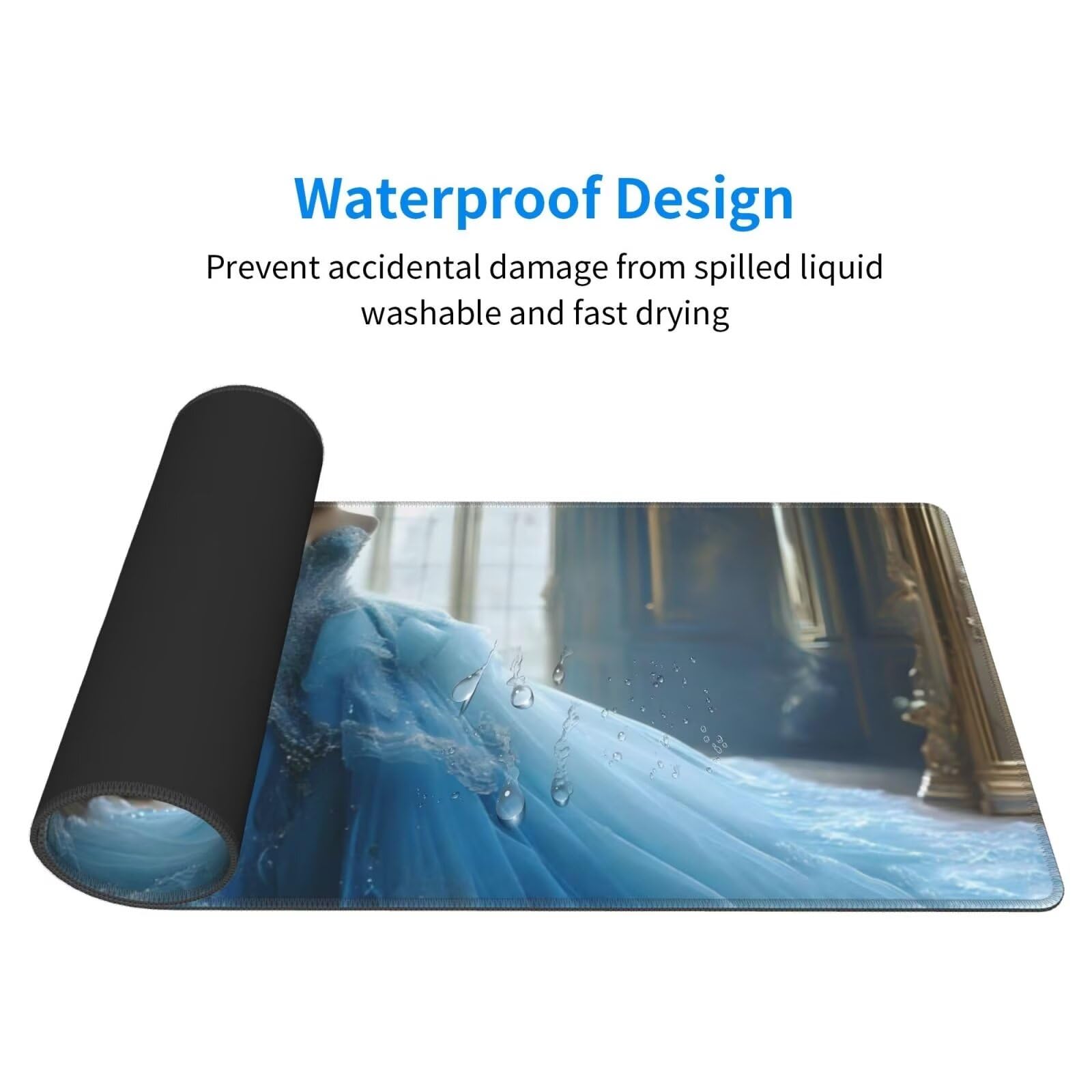 Tappetino Mouse, Tappetino Mouse Gaming Grande XXL 1500x800x3mm Tappetino Scrivania Mouse Pad, Base in Gomma Antiscivolo, Bordi Cuciti,Lavabile, Mousepad per Ufficio e Gaming (Abito da sposa blu) R428