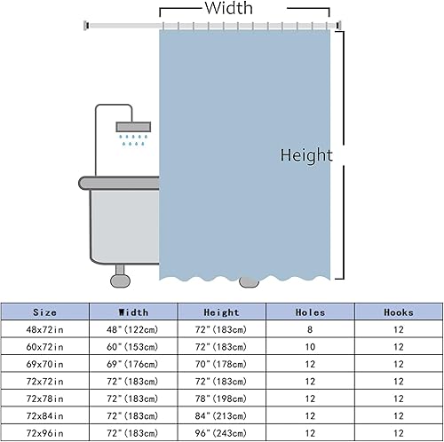 Miniatura 7 de Yeele Cortina de ducha azul para baño, diseño de animales marinos, impermeable, de poliéster, con ganchos, 48 x 72 pulgadas