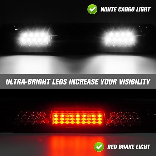 Miniatura 8 de Tercera luz de freno LED para Dodge Ram 1500 2002-2008, para Dodge Ram 2500 3500 2003-2009, lámpara de carga trasera, luz de freno de montaje alto,