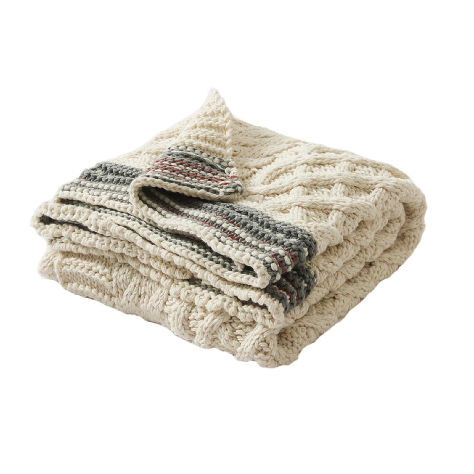 Jeté en tricot beige pour cocooning au coin du feu et soirées d'hiver au chaud