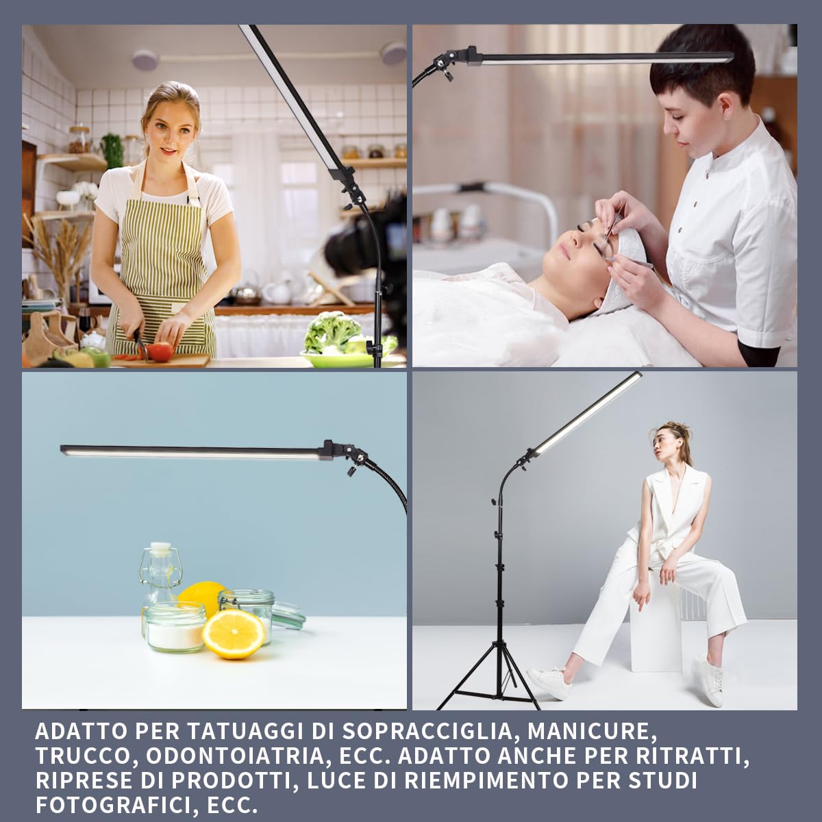 Kit di Illuminazione LED da Studio Fotografico con Supporto e Borsa Tubo Morbido per Bellezza, Sopracciglia, Tatuaggio, Trucco, Odontoiatria, Ciglia, Ritratto, Luce per Fotografia Di Prodotto