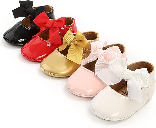 Miniatura 2 de GAISUMMI Zapatos planos Mary Jane para bebés y niñas con lazo, suela de goma antideslizante, de piel sintética, para primeros pasos, zapatos de