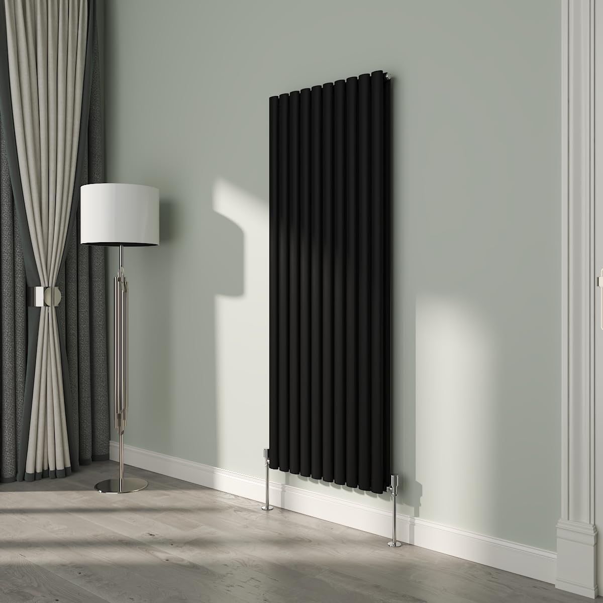 NRG Premium Black Oval Double Panel Designer Radiator 1600x590mm Central Heating — image 1