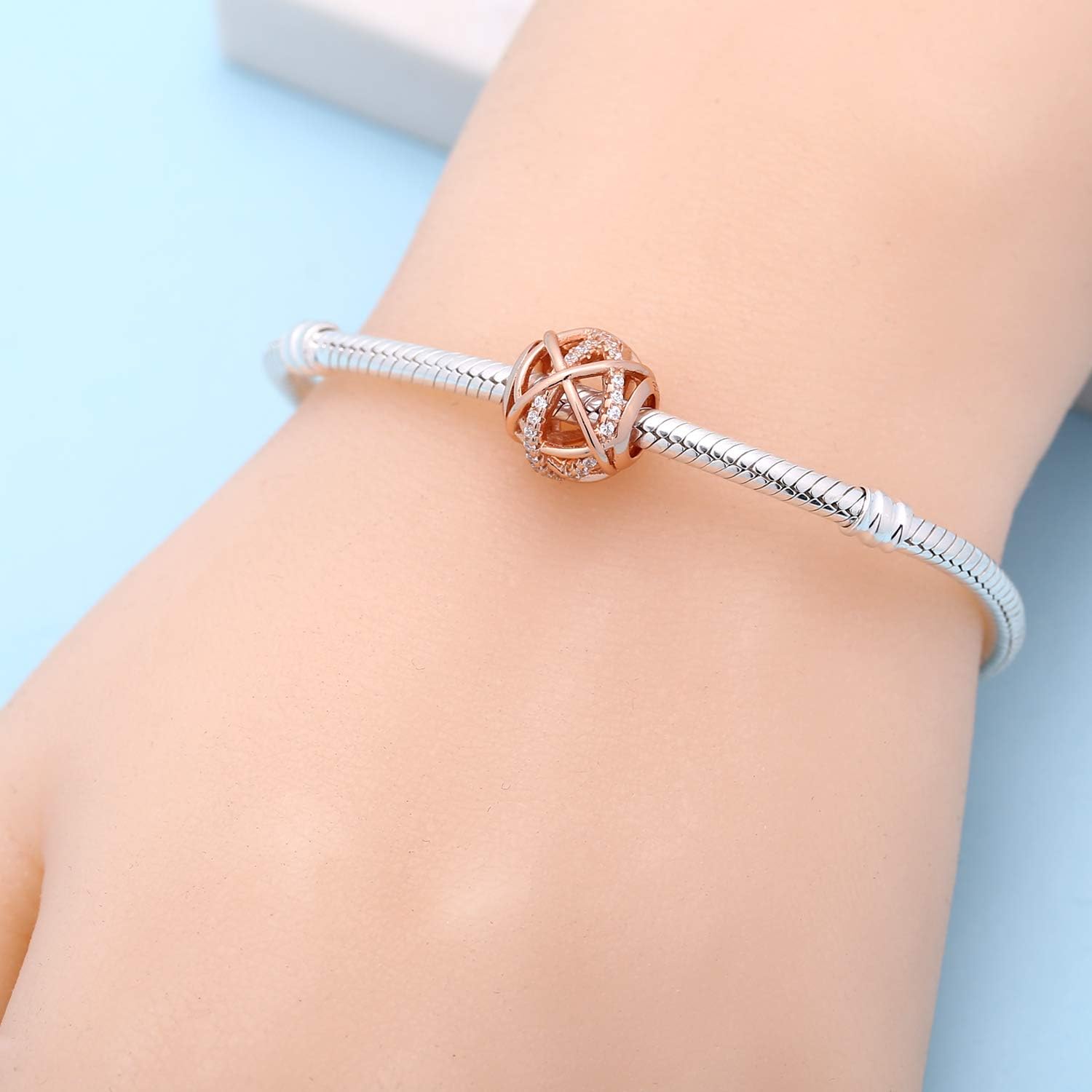 Rose Gold Galaxy Charm Authentic 925 Sterling Silver Openwork Charms with Clear CZ for European Bracelet - Image 6