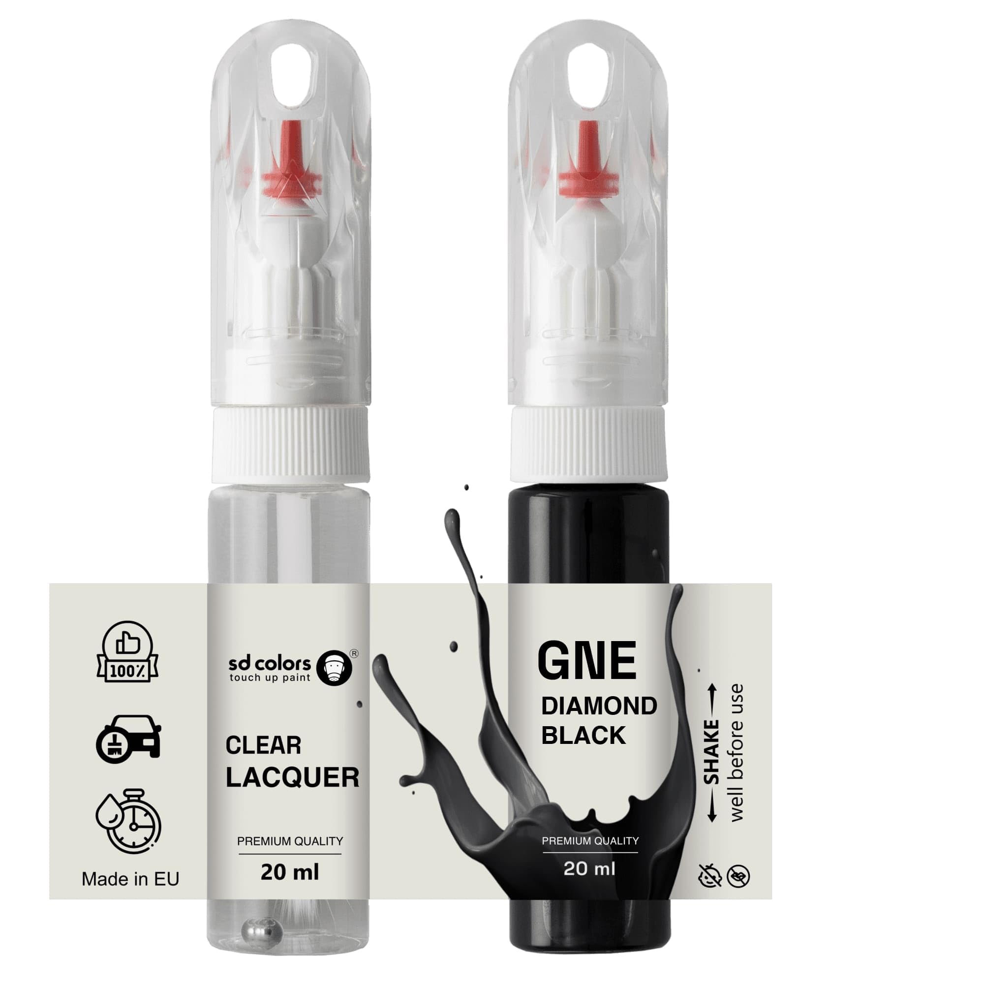 Sd Colors Paint+Lacquer Diamond Black Gne Touch Up 20 Ml Paint Convenient Brush For Scratch Repair Fix (Paint+Lacquer)