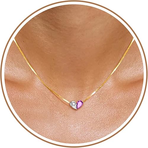 Birthstone Necklace for Women Dainty Gold Necklace with 2 Birthstone Christmas Stocking Stuffers Teen Girl Gifts Trendy Stuff Birthday Gift Moms 2025 Graduation Gift Adjustable Anniversary Jewelry for Daughter Girlfriend Friend