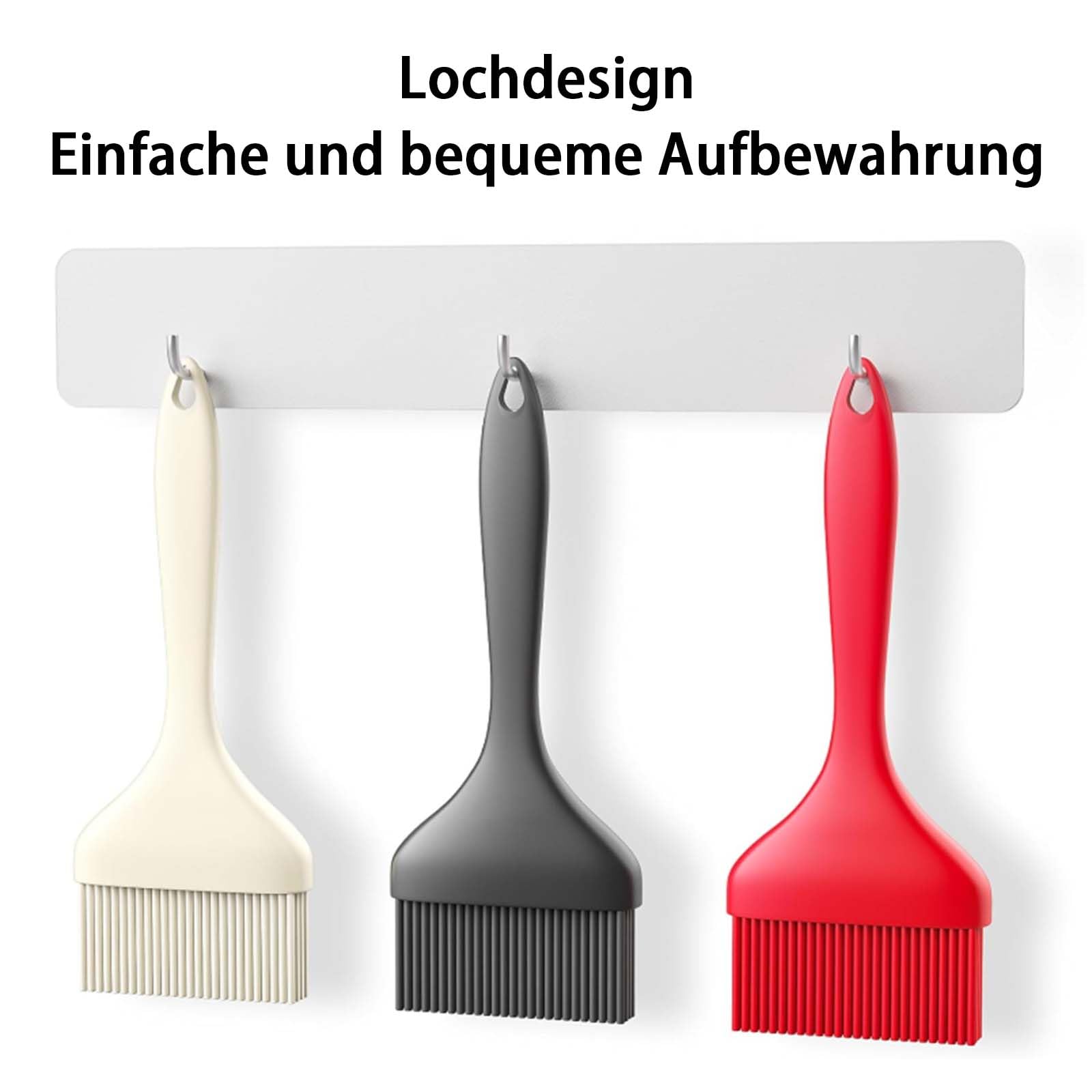 Lot de 3 pinceaux à pâtisserie en silicone de 20,5 cm de long avec têtes de 9 cm/7 cm/3 cm, pour la cuisson du barbecue, la cuisson au barbecue, pratique