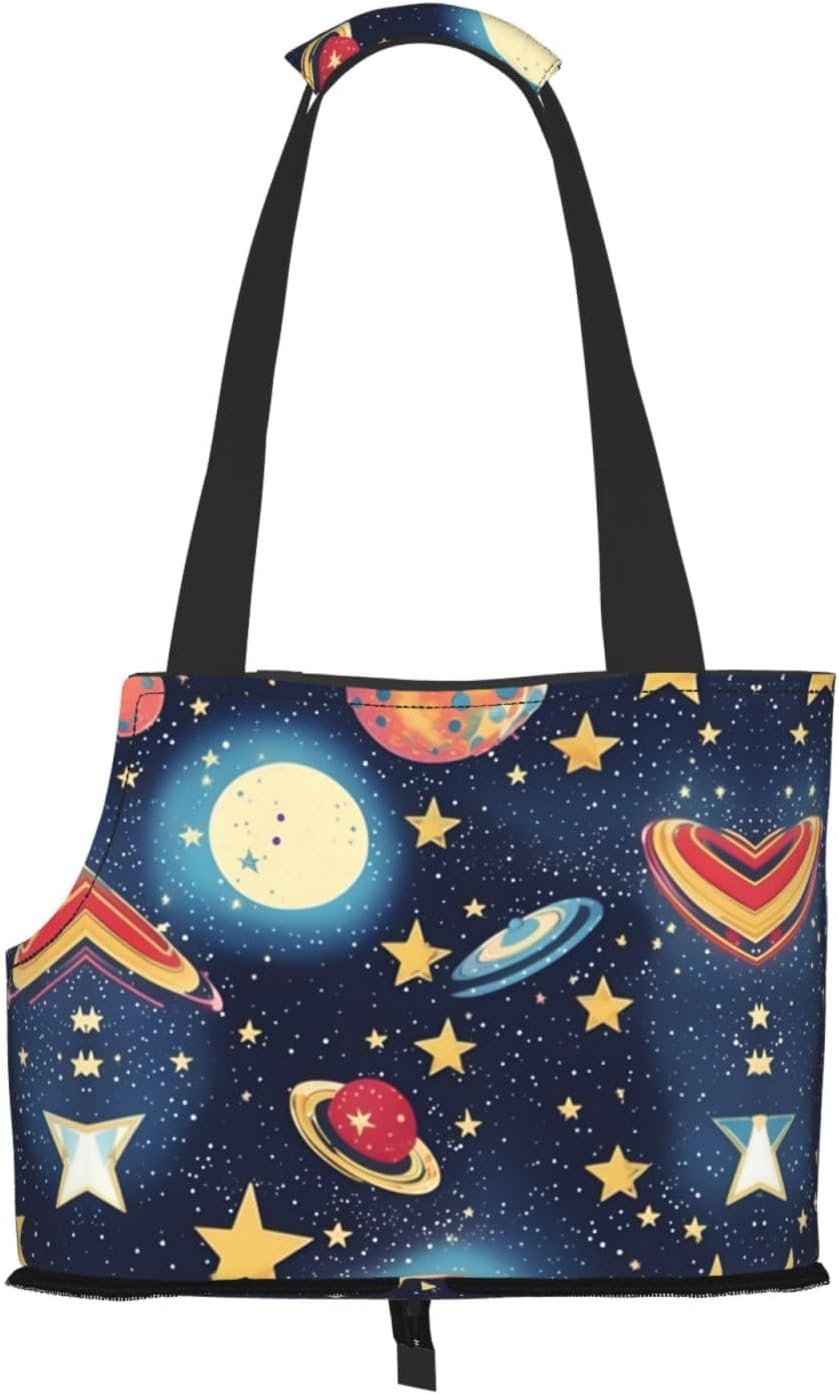 Starry Sky Universe Space Print Portable Foldable Shoulder Bag for Travel,with Collar Hook and Handle Pad,Cute Stylish Design