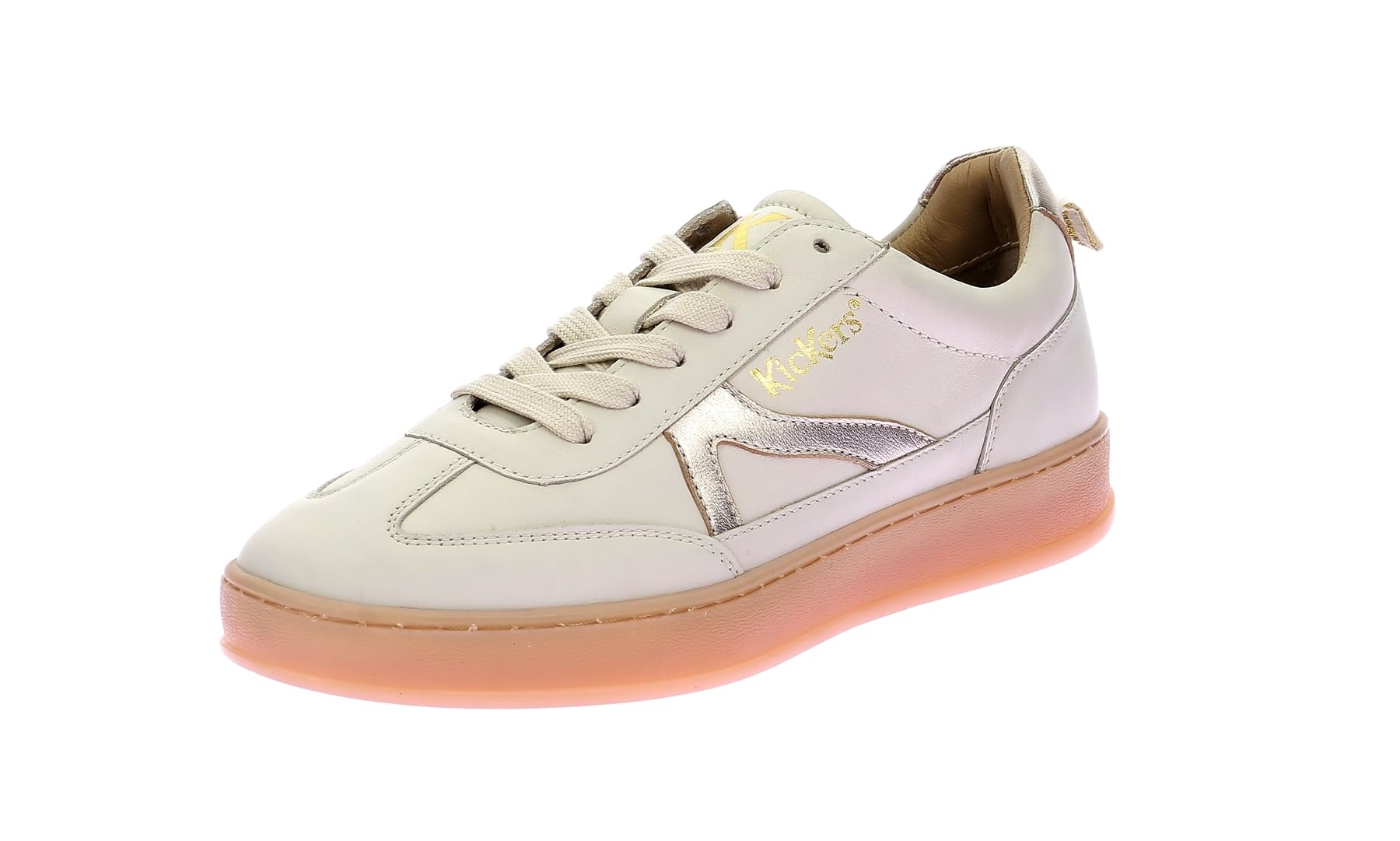 Kickers Damen Justway Sneaker, 38 EU, Weiß/Goldfarben, 38 EU