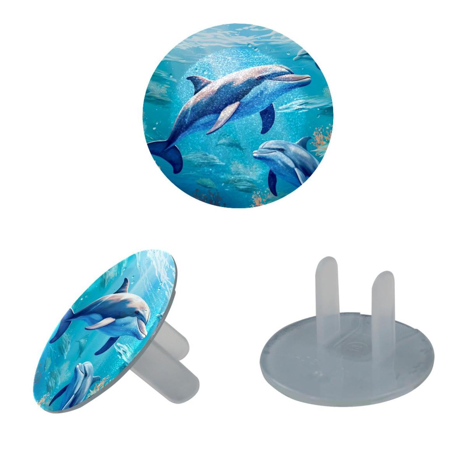 12 PCS Dolphin Outlet Covers Baby Child Proofing, Electrical Safety Socket Caps for 2-Prong Power Wall Plate, Safety Plugs Protector Guard