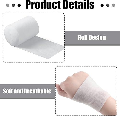 Miniatura 4 de Treela Paquete individual de 24 rollos de acolchado fundido, rollo de envoltura con yeso de tela suave para Halloween, vendaje, proyectos de arte