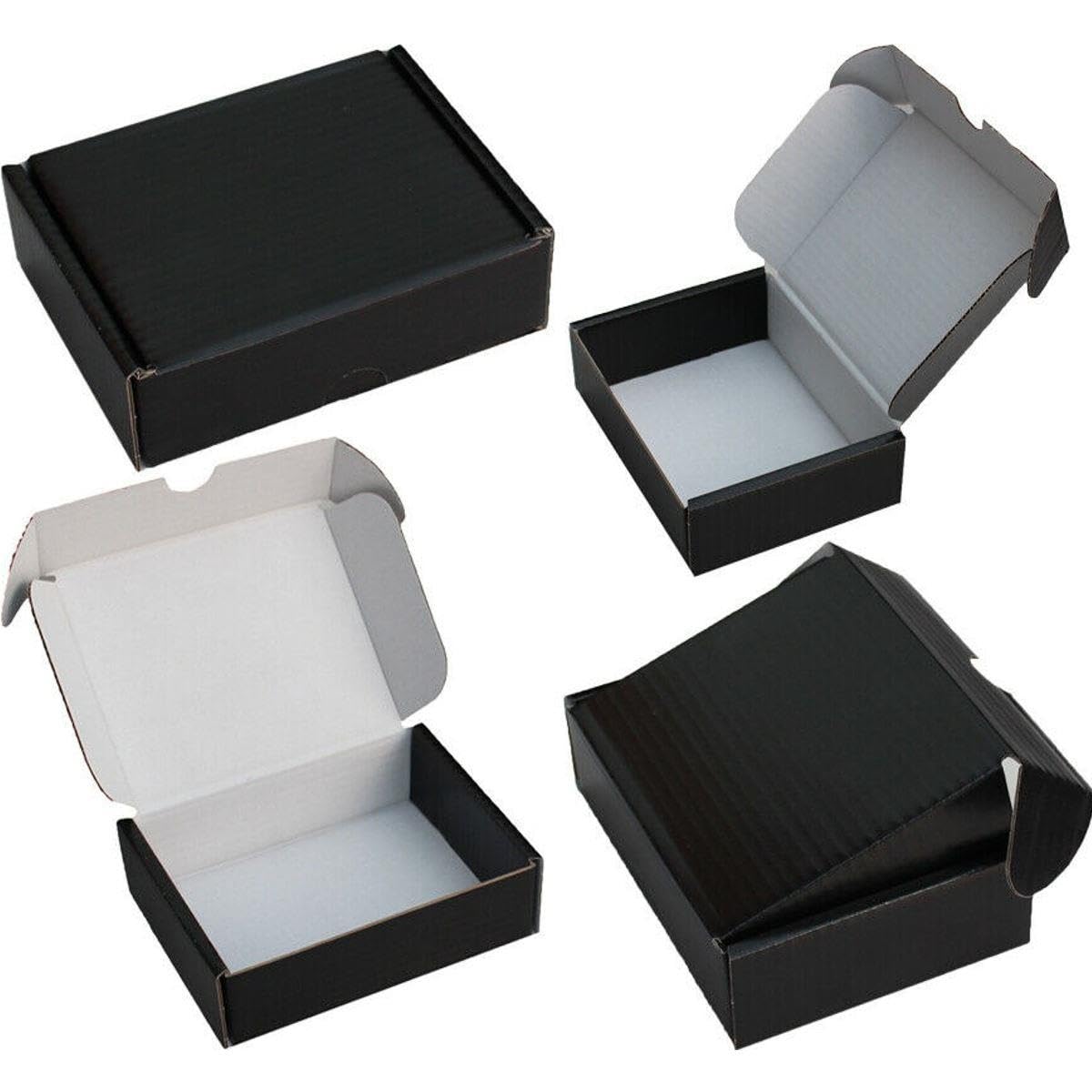 200 x F3 6x6x2.5" Postal Pip Box Die Cut Black Cardboard Mailing Shipping