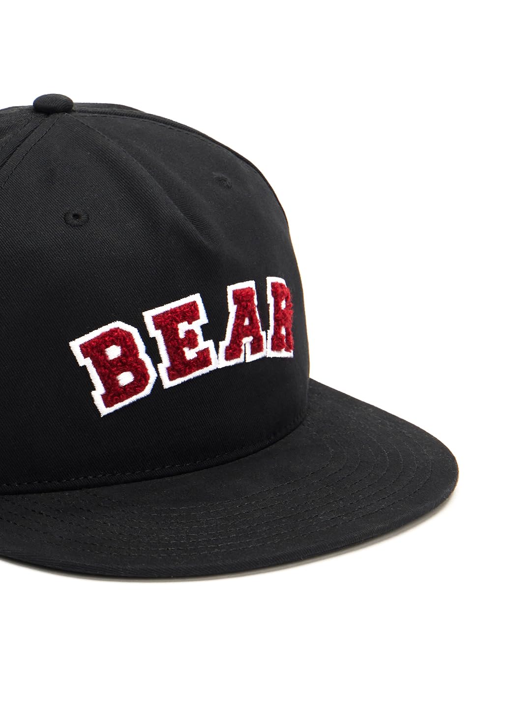 THE BEAR HOUSE Men's Trendy Streetwear Chenille Patch Snapback Baseball Cap Black 2
