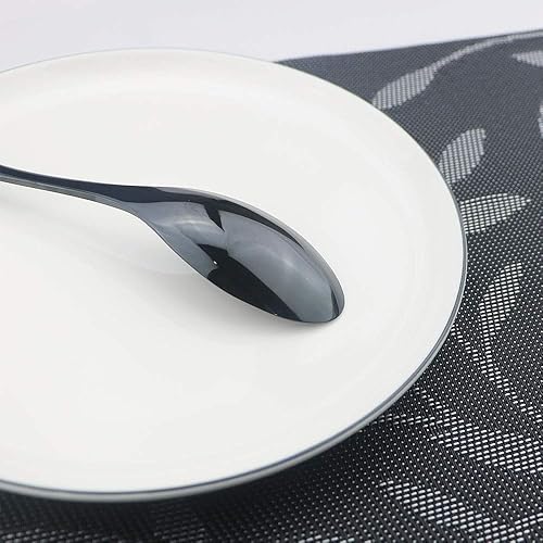 Miniatura 3 de JASHII Juego de cubiertos de cuchara de mesa con acabado brillante, 8 piezas de acero inoxidable pesado, juego de utensilios de cocina para 8,