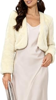 Allegra K Damen Langarm Bolero Felljacke Kunstpelz Hochzeit Mantel