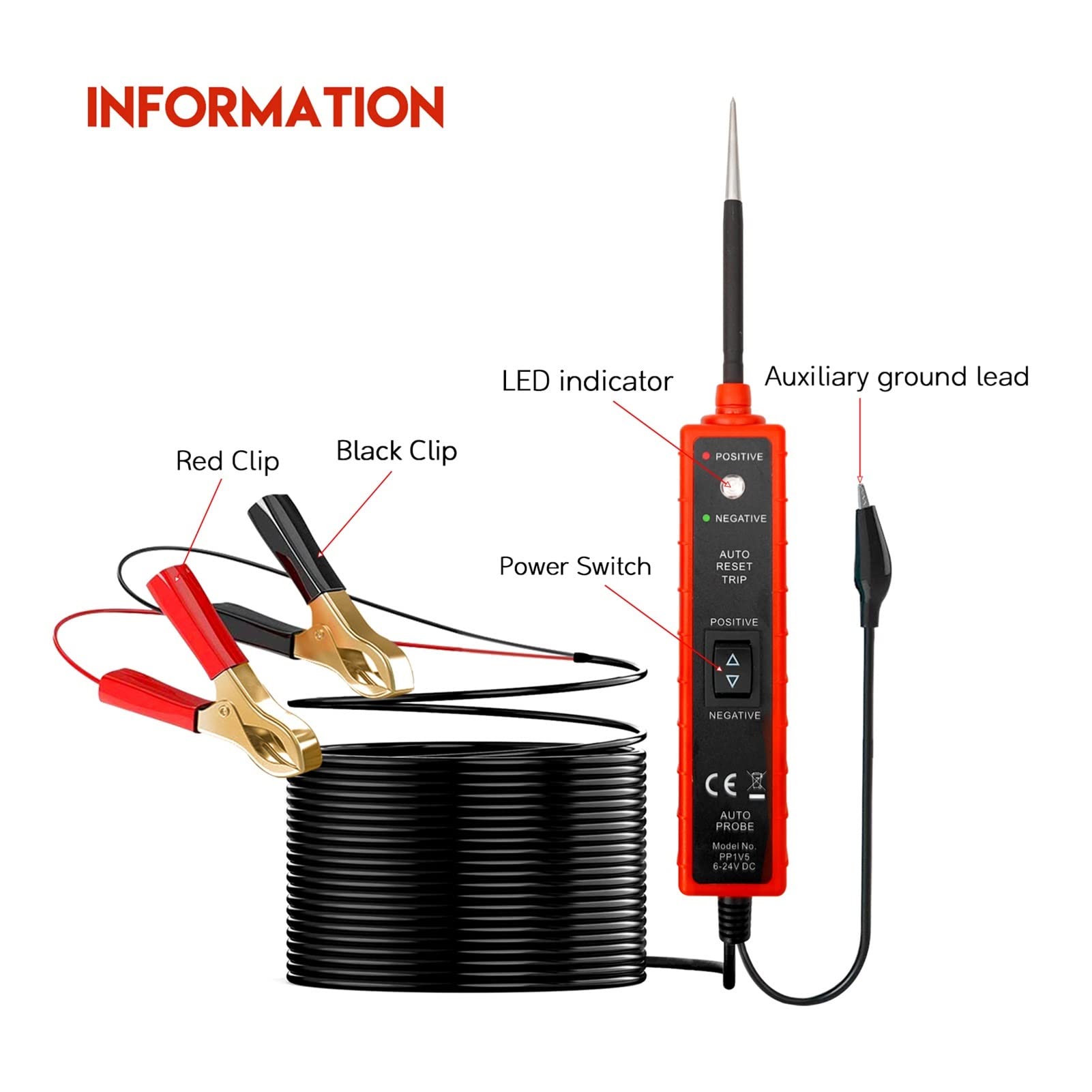 EM285 Tester de circuitos eléctricos automotrices Sistema eléctrico Tester 6-2 4V DC Penador de prueba de manejo multifunción automotriz Para Ethernet y teléfono