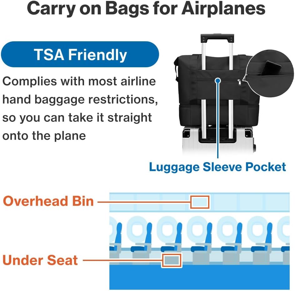 Japard Gym Bag Small for Men & Women, Travel Tote Bag with Shoes Compartment, Wet Pocket, Weekender Overnight Duffel Bag, Carry On Bag, Travel, Gym (Black) - Image 5