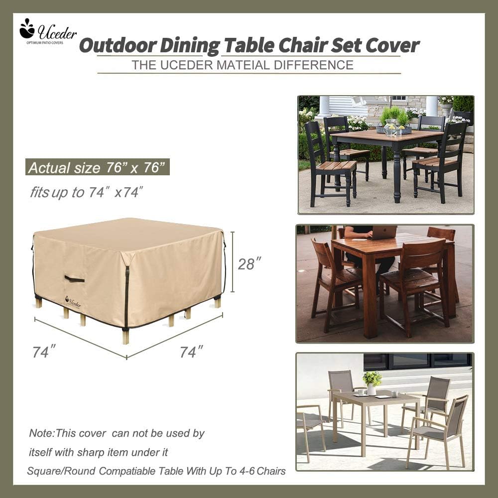 Buy Uceder Square Patio Heavy Duty Table Cover 74 Inches Outdoor Dining Table Chair Set Cover Fit Square Round Patio Table And 4 6 Standard Chairs Online In Indonesia B07w6dg6zb Buy Uceder Square Patio Heavy Duty Table Cover 74 Inches Outdoor Dining Table Chair Set Cover Fit Square Round Patio Table And 4 6 Standard Chairs Online In Indonesia B07w6dg6zb