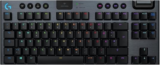Logitech G915 LIGHT SPEED TKL wireless mechanical gaming keyboard with no numeric keypad, tactile GL-button switch with low profile LIGHTSYNC RGB, Ultra Slim, 40+ hours of battery life, QWERTY layout