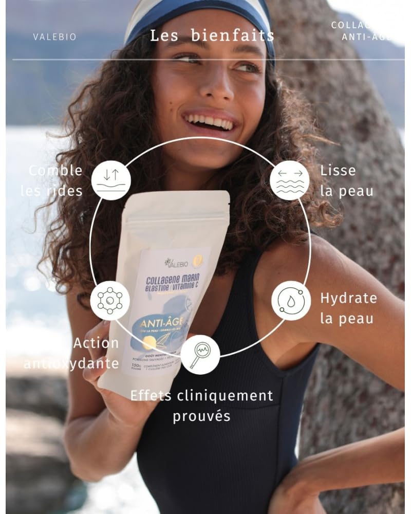 Collagene marin et acide hyaluronique | Duo peau repulpée, hydratée et lissée | Anti-âge | Cure 1 mois | Fabriqué en France | Valebio
