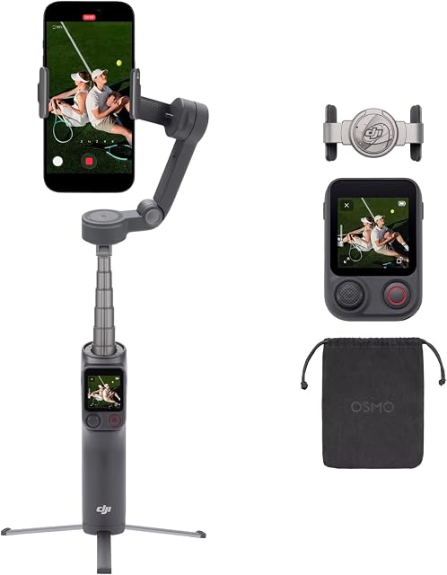 Osmo Mobile 8P Gimbal Stabilizer for iPhone & Android, Remote Controller, Native Tracking, Built-in Extension Rod & Tripod, 10h Battery, Robust 3-Axis Stabilization, 360° Pan Rotation, Phone Gimbal