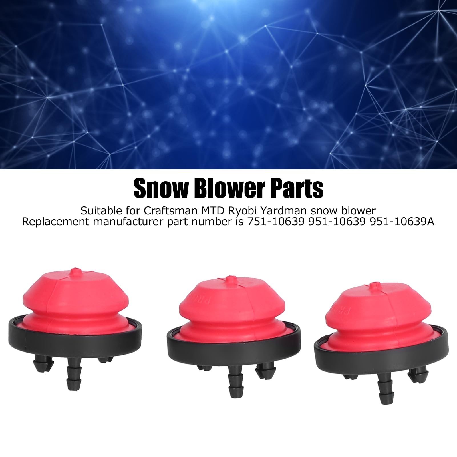 Fdit 3 Piezas de Montaje de Bombilla de Imprimación de Soplador de Nieve, Repuesto de Bombilla de Imprimación para Craftsman MTD Ryobi Yardman 751-10639 951-10639 951-10639A