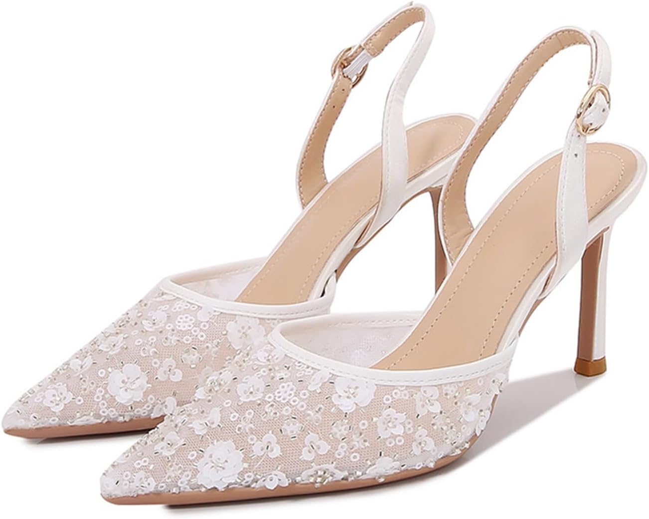 Women's Stiletto Heel Pumps - Sexy Ankle Strap Design