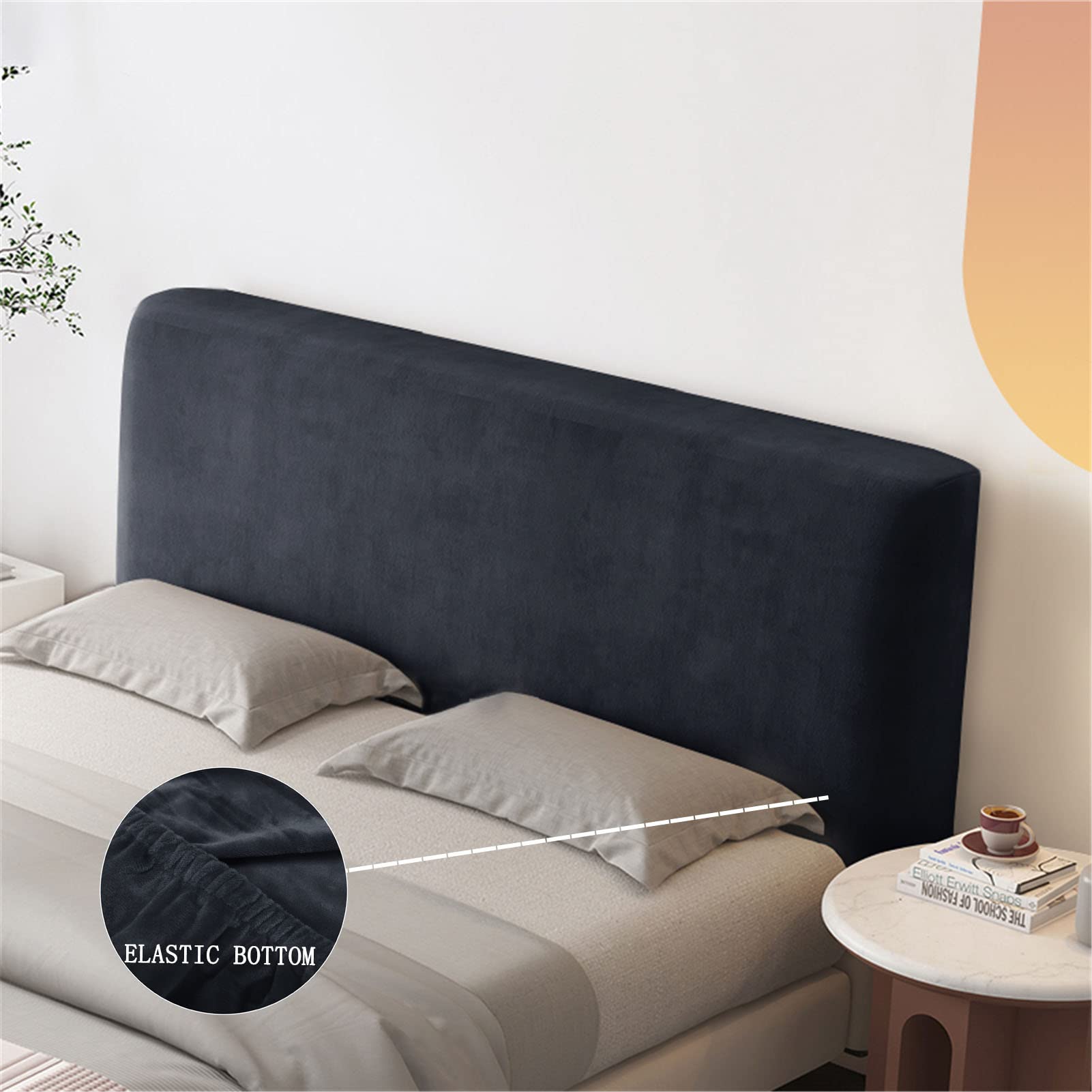 Copertura per testiera letto elasticizzata in morbido velluto a 360°, antipolvere e ispessente, blu, 120-140 cm