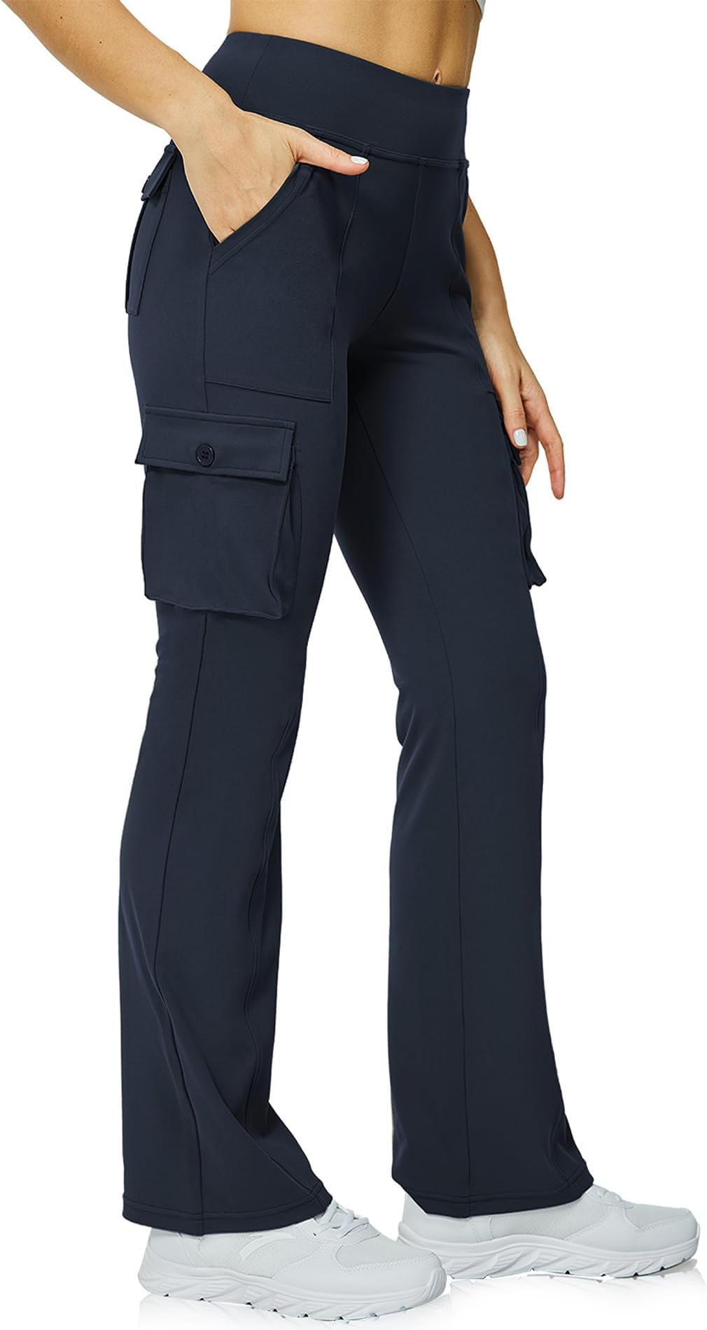Yoga Flare Leggings for Women High Waisted Yoga Casual Pants Workout Leggings Cargo with 6 Pockets Bootcut Pants