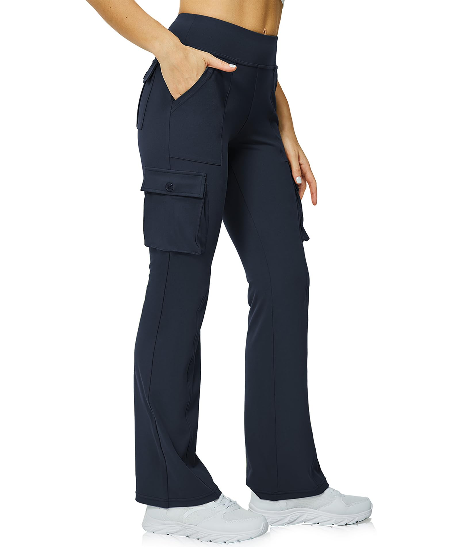 Yoga Flare Leggings for Women High Waisted Yoga Casual Pants Workout Leggings Cargo with 6 Pockets Bootcut Pants