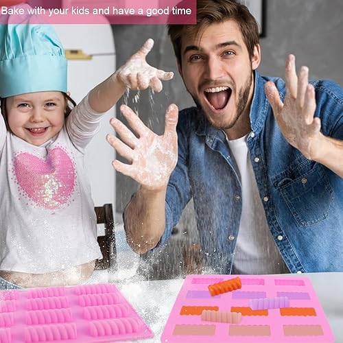 Miniatura 6 de 2 paquetes de moldes cilíndricos de silicona cilíndrica rosa para hacer chocolate, 12 cavidades, 8.5 fl oz, molde para hornear cilindro 3D para