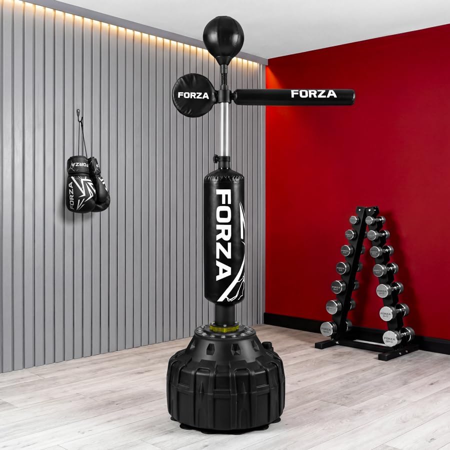 FORZA Reflex Punch Bag [Speed Bag + Bar] | 3in1 Adjustable Speed Bag for Adults & Juniors | Kickboxing, MMA, Martial Arts, Combat Training Tool - Heavy Duty Punch Bag
