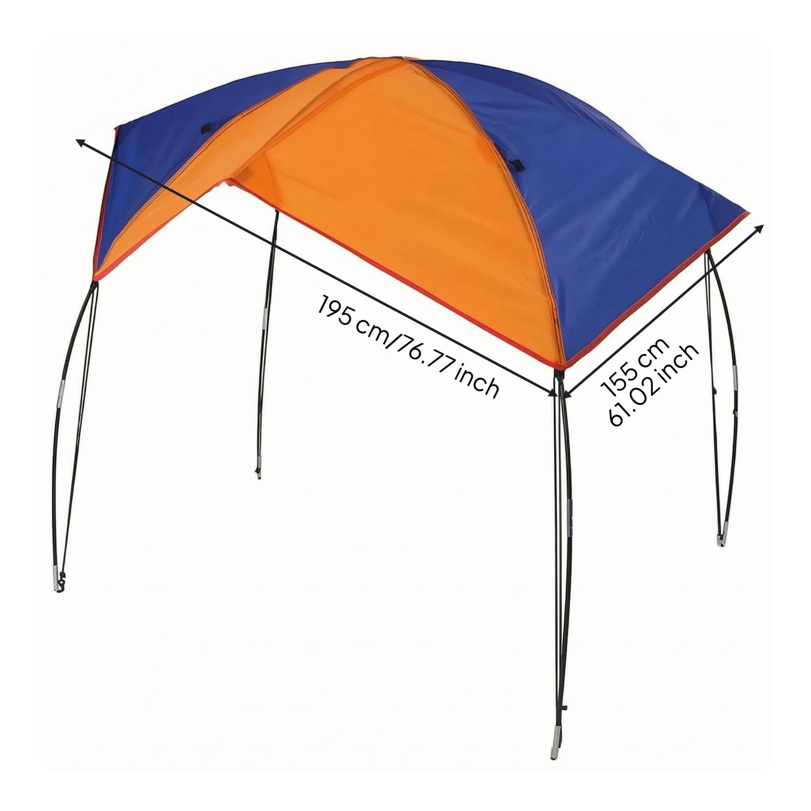 Tettuccio Pieghevole Leggero Tendalino Telaio Curvo Telaio Copertura Nautica, Grande 195 155CM