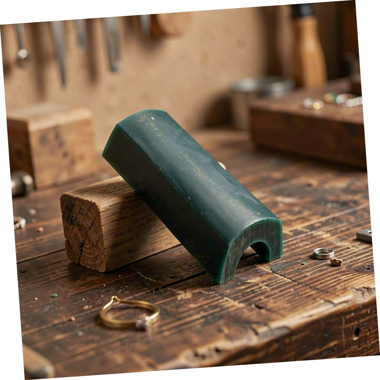 Green Half Round Jewelry Carving Wax Blank for Rings and Molds