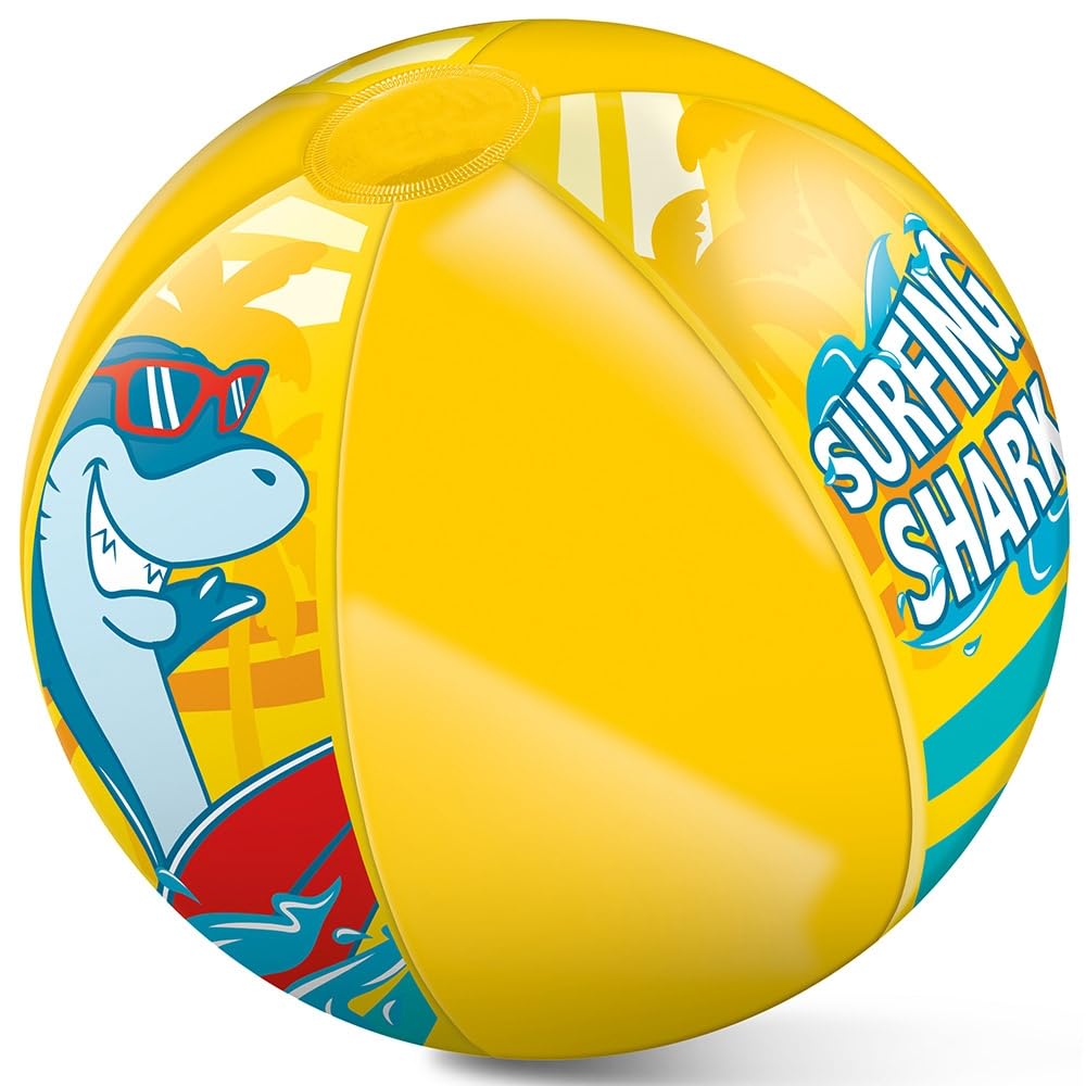 Mondo Toys - Surfing Shark Beach Ball - Colorful Beach Ball - Inflatable Ideal for Playing in the Water - Suitable for Kids/Teens/Adults - 50 cm Diameter - 16921