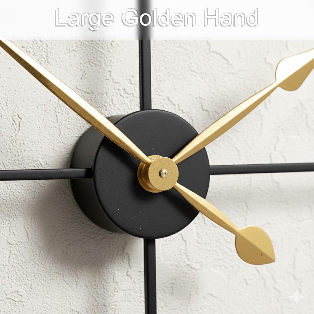 Zabiki 24 Inch Large Wall Clock Modern, Roman Vintage Farmhouse Decorative Black Metal Wall Clock for Living Room Decor, Xmas, Birthday Gift