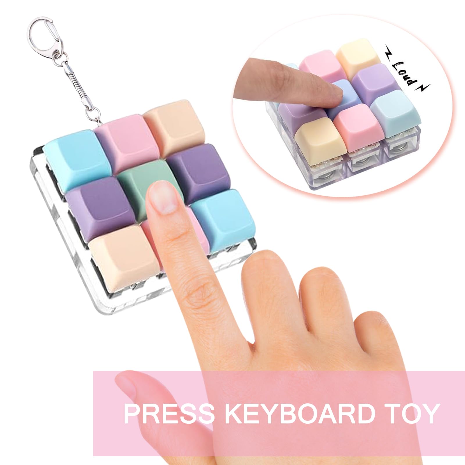 Pack De 2 Teclados Fidget Con Diseño De Gato – Juguete Antiestrés Que Hace Clic Para Aliviar La Ansiedad En Adultos Y Niños – Portátil Con Llavero