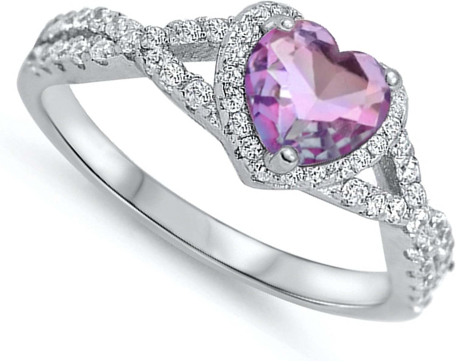 925 Sterling Silver Infinity CZ Heart Engagement Ring Sizes 4-13