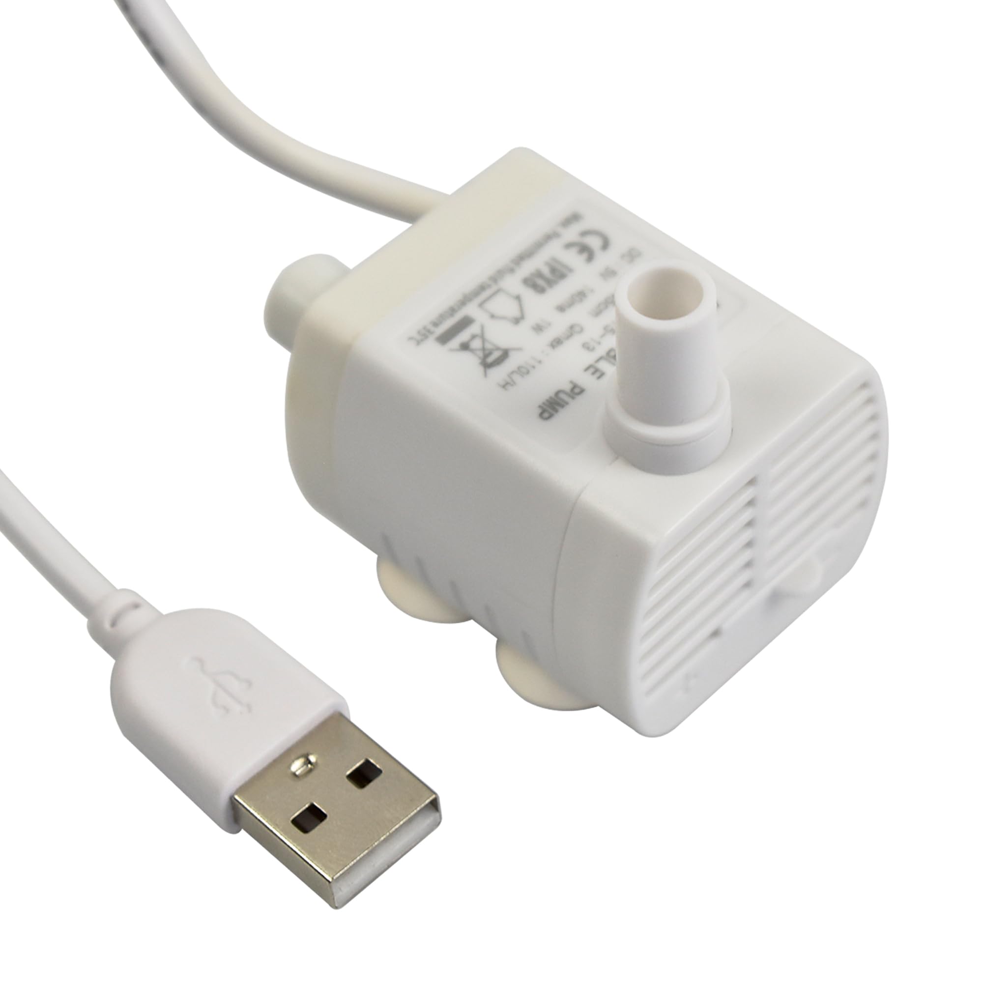 CONQUERALL DC 5V USB Cat Drinking Fountain Replacement Pump with LED 29GPH 1W 1.5ft for Aquarium (White)